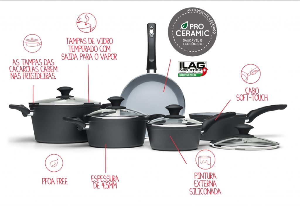 Melhores Panelas - Conjunto de Panelas Ceramic Life 5 Peças - Brinox